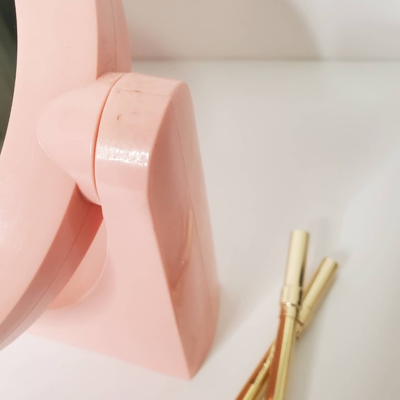 Vintage Pink Plastic Double Sided Vanity Mirror - Picture 3 of 3